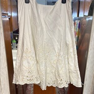 New Elegant Cream Embroidered Skirt
